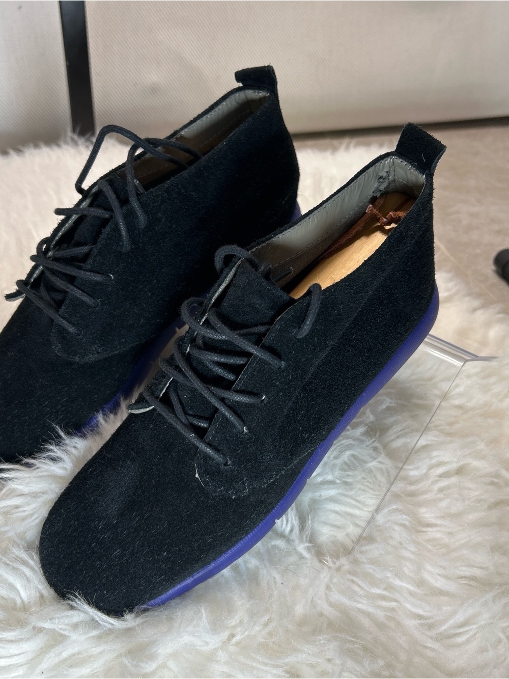 AEROSOLES Black Suede Chukka Boots with Purple Sole